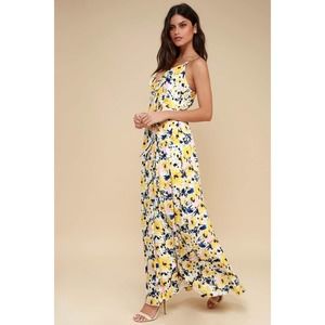 Lulus Maxi Dress Berryessa Floral Lined Size Large